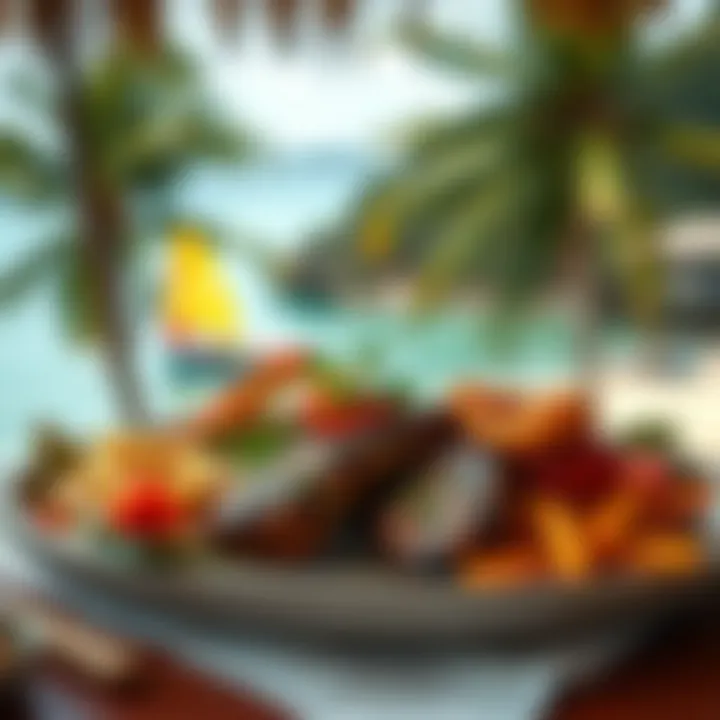 Delicious Local Cuisine with Tropical Vibes Local cuisine served with a tropical backdrop