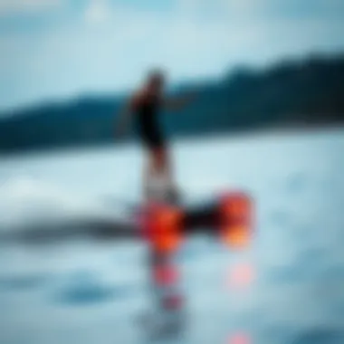 Gliding Elegance: The Hover Foil Board in Action A stunning view of a hover foil board gliding over the water surface