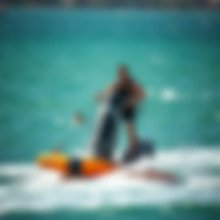 User riding an inflatable efoil experiencing the thrill of water sports