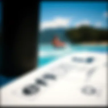 Close-up of technical specifications of an inflatable efoil