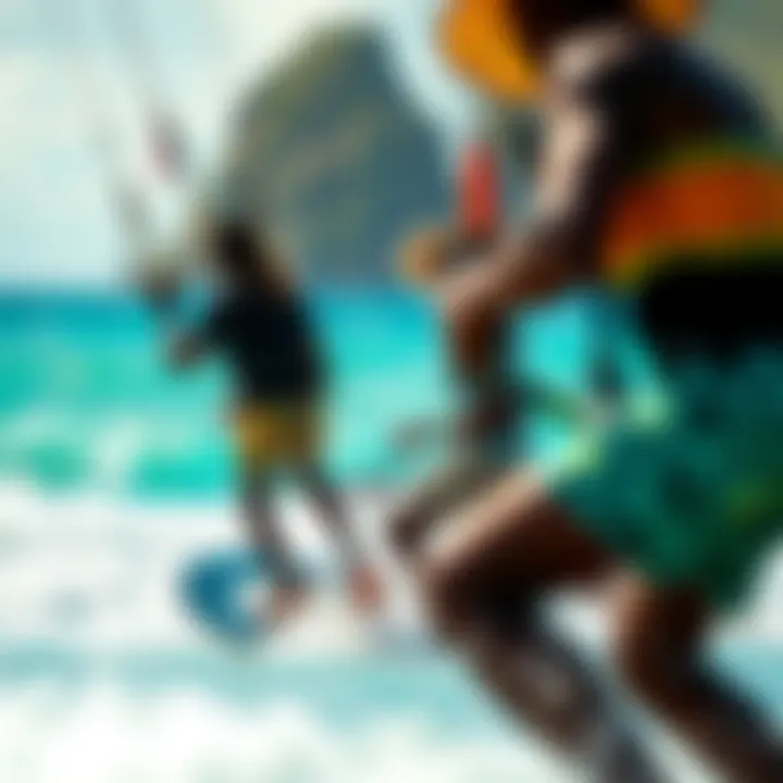 Community Kiteboarding at Sea Bay Local community engaging in kiteboarding activities at Sea Bay