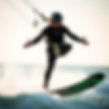 Performance of Ozone Harness in Kiteboarding An athlete demonstrating the performance of the Ozone harness in action.