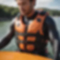 Close-up of a buoyancy vest showcasing its design and features