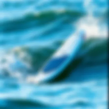 A sleek foil surfboard gliding over the water