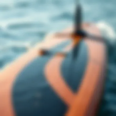 Close-up of a foil surfboard showcasing its unique design