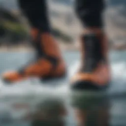 Close-up of cold water booties showcasing texture and grip