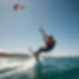 A breathtaking kiteboarder gliding over the crystal-clear waters of North Sardinia.
