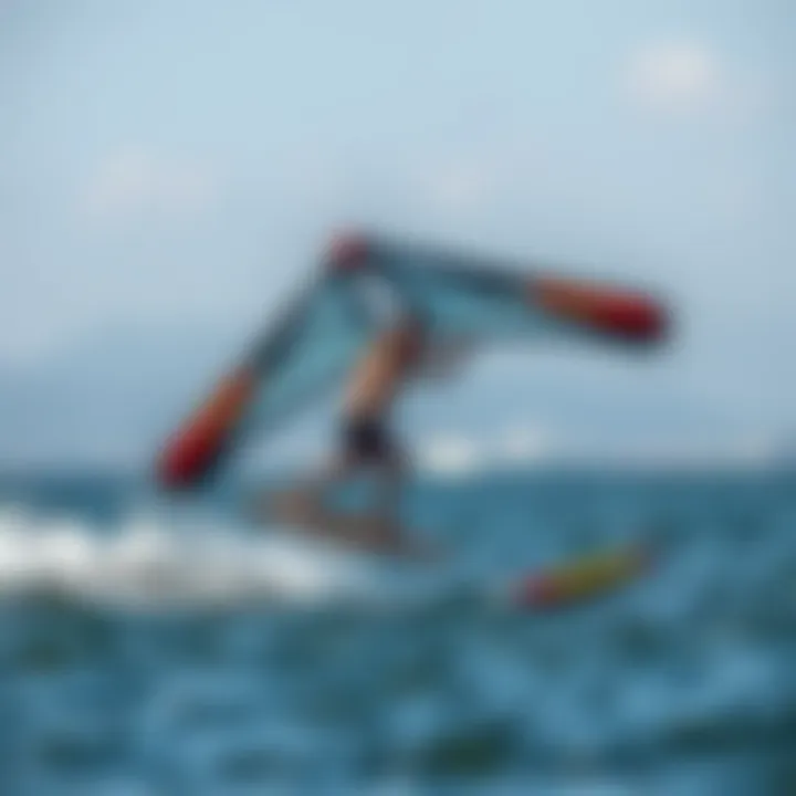 A wing surfing session on calm waters highlighting performance metrics