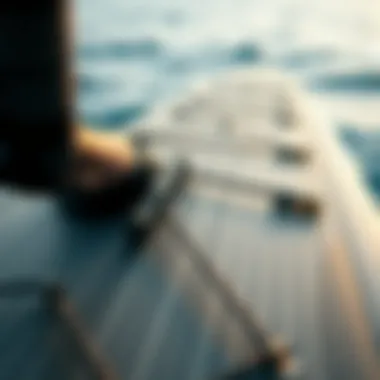 Detailed close-up of a foil SUP board's components