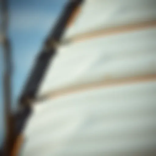 Assessing the Condition of Used Kites Close-up of a used kiteboarding kite showing condition details