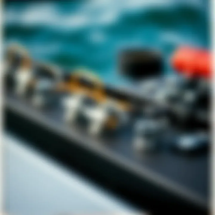 A close-up view of various hydrofoil components