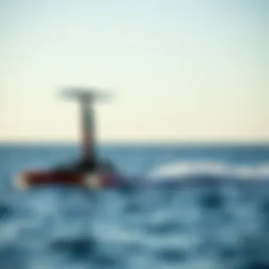 A sleek hydrofoil gliding over the water surface