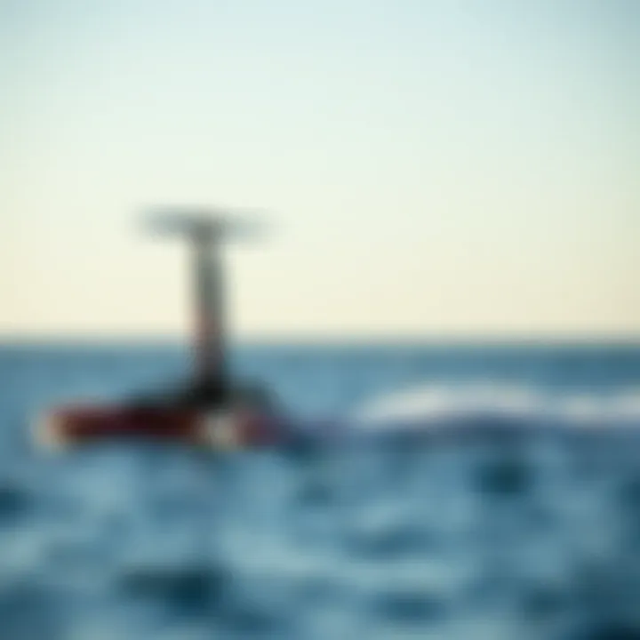 A sleek hydrofoil gliding over the water surface