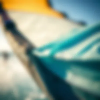 Close-up of kiteboarding kite with detailed fabric texture