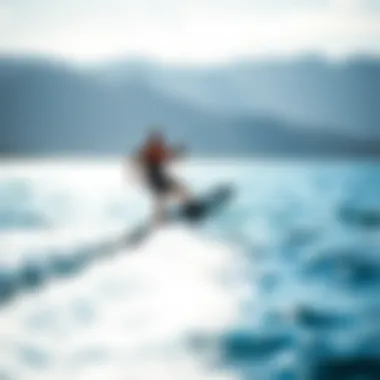 The Art of Electric Wake Foiling A stylish wake foil electric board gliding over serene waters