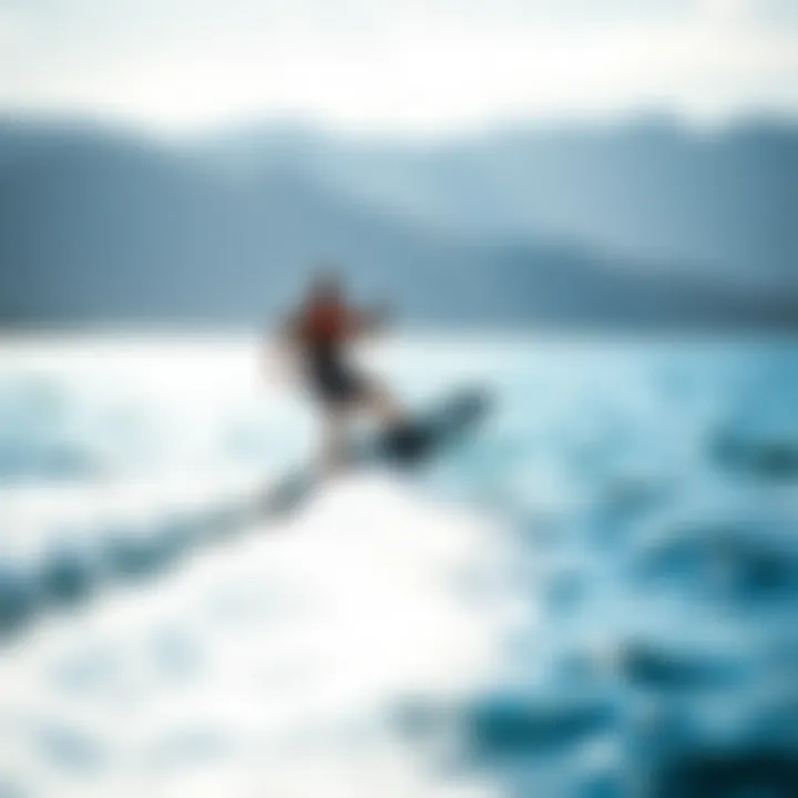 The Art of Electric Wake Foiling A stylish wake foil electric board gliding over serene waters