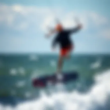 Kiteboarding in Optimal Weather with Radar Insights Kiteboarder navigating through windy conditions