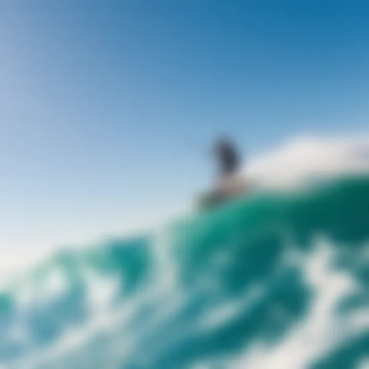 Gliding Over Waves A thrilling wingboarder gliding over the waves under a clear blue sky