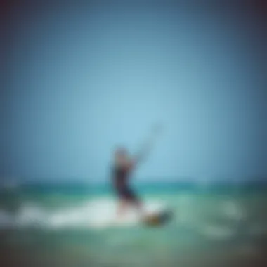 Kiteboarding Enthusiast in Action A kiteboarding enthusiast preparing to launch their kite