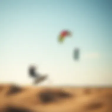 A vibrant kiteboarding scene with colorful kites against the backdrop of Zeeland's stunning beach.
