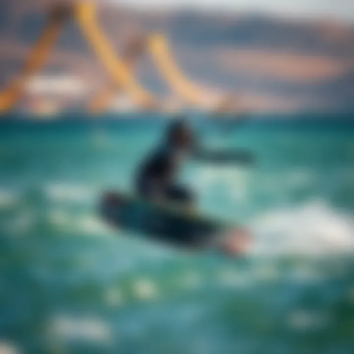 Agility with Foil Board Kiteboarder showcasing agility and performance with foil board.