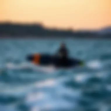 Towing Techniques for Foil Boards Illustration of towing techniques with a foil board behind a boat.
