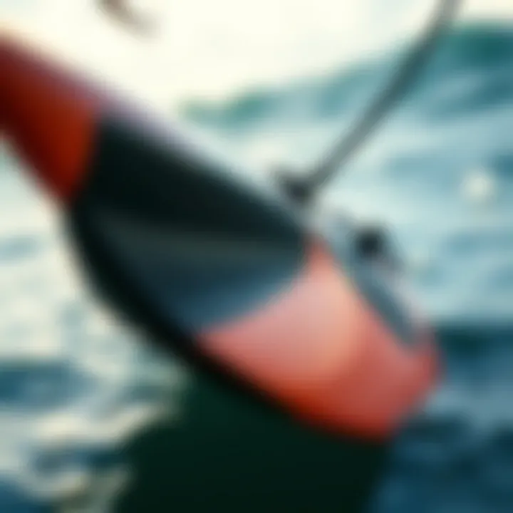 Innovative Foilboard Design Close-up of a foilboard showcasing its advanced design and technology