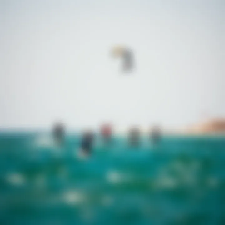 A group of kiteboarders enjoying a diverse range of conditions on the water