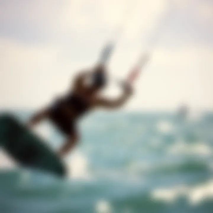 Kiteboarder maneuvering with precision using a frontwing