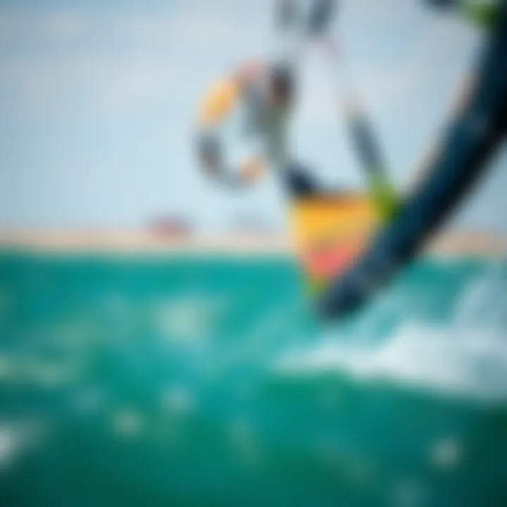 Close-up of a high-performance kite in action over water
