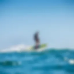 Hydro foil surfboard gliding above water