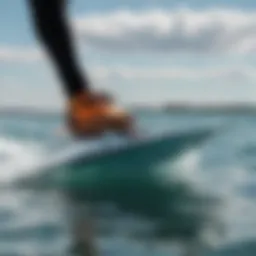 A sleek hydro foiling board gliding above the water's surface