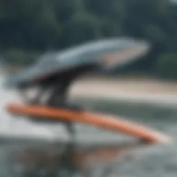 Close-up view of hydrofoil board components