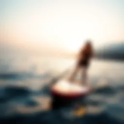 A breathtaking view of a hydrofoil paddleboard gliding effortlessly over the water surface