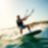 A kiteboarder showcasing the sleek design of an impact vest on the water.