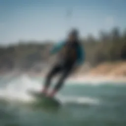 Dynamic kiteboarding instructor demonstrating techniques
