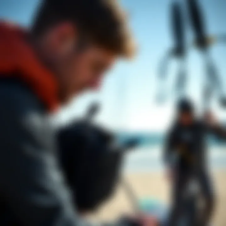 User Experience with Ion Gearbag Core User engaging with Ion Gearbag Core in kiteboarding setup