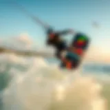 Kiteboarder soaring above the waves at Kite Beach