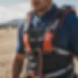 Detailed view of a kite harness showcasing its features