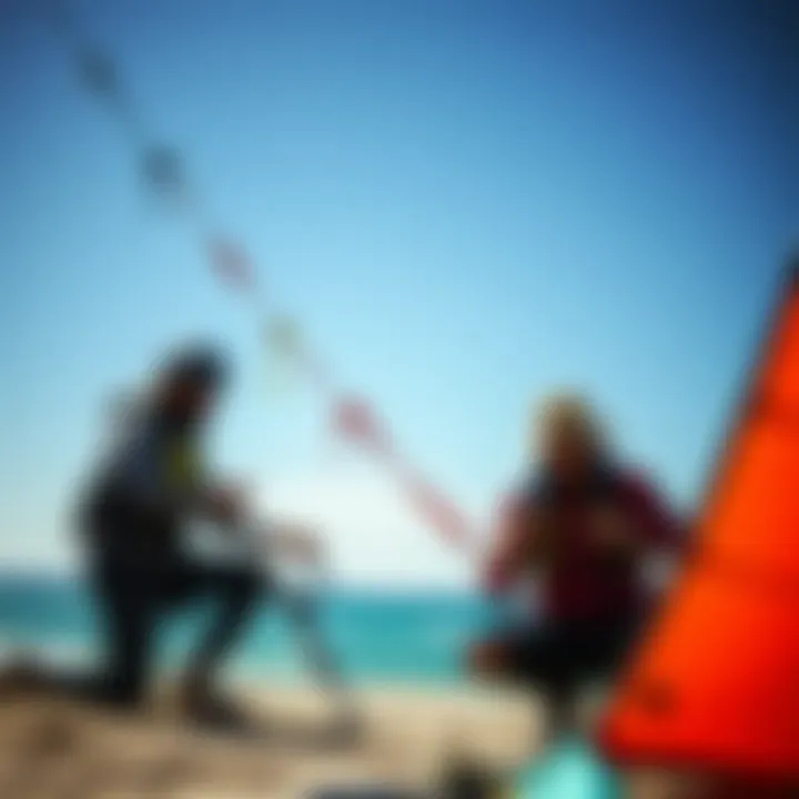 Demonstrating the repair of a kite