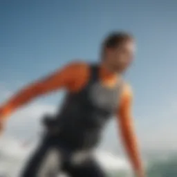 A vibrant collection of kite surf clothing showcasing various styles and colors.