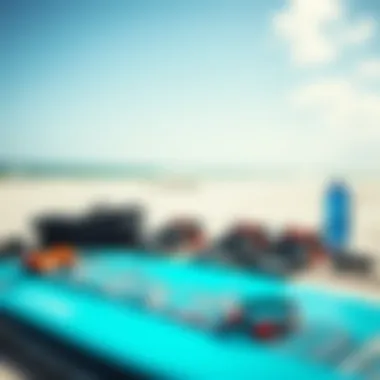 Kiteboarding Gear Essentials Essential kiteboarding gear laid out on the beach