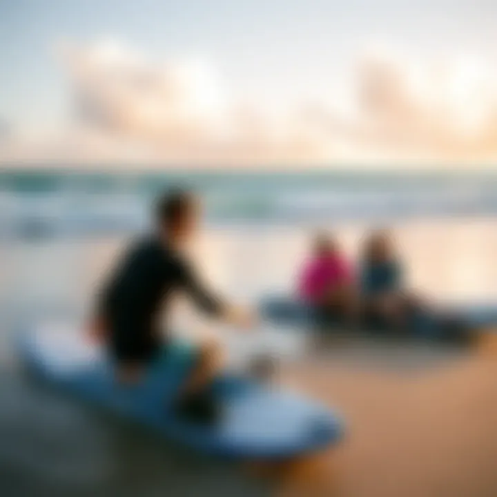 A beginner taking kite surfing lessons on a clear beach