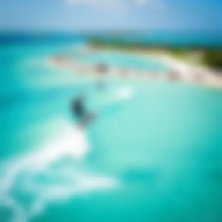 Aerial View of Kite Surfers in Cancun Aerial view of kite surfers enjoying the waters of Cancun