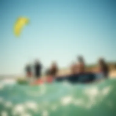 Vibrant Kite Surfing Community A group of enthusiasts enjoying land-based kite surfing together