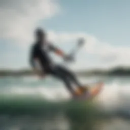 Dynamic kite surfing action on waves