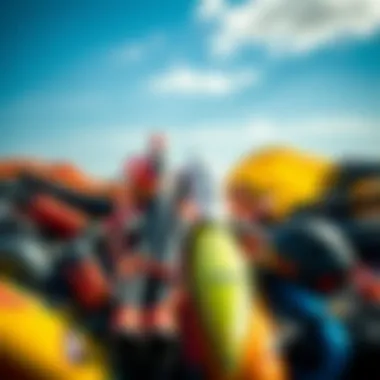 Essential Kite Surfing Gear A diverse range of kite surfing equipment displayed together