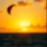 A vibrant kite soaring against the Hawaiian sunset
