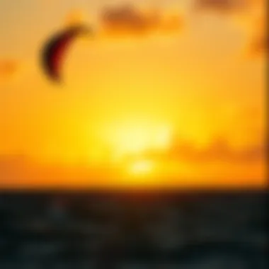A vibrant kite soaring against the Hawaiian sunset