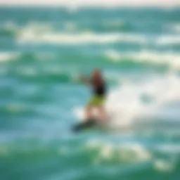 Kite surfer navigating the waves with precision